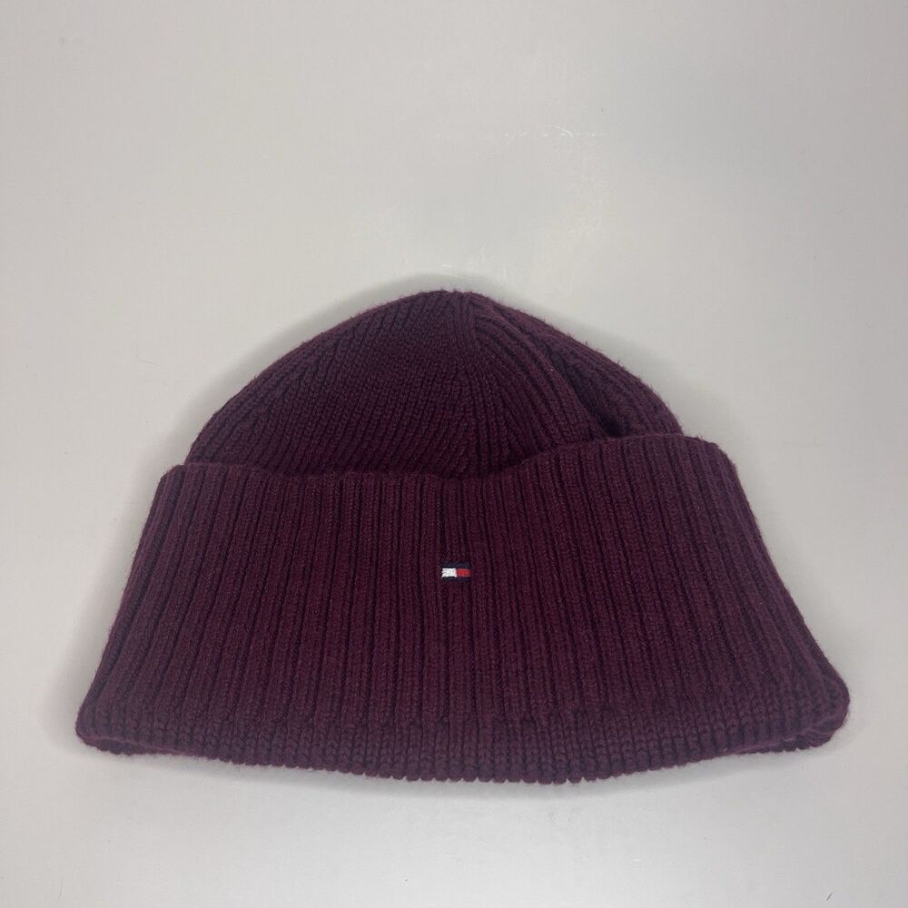 Tommy Hilfiger Knitted Beanie Hat Red, Cotton One Size